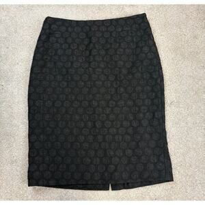 Anthropologie Maeve Black Goban Polka Dot Brocade Pencil Skirt Size 2
